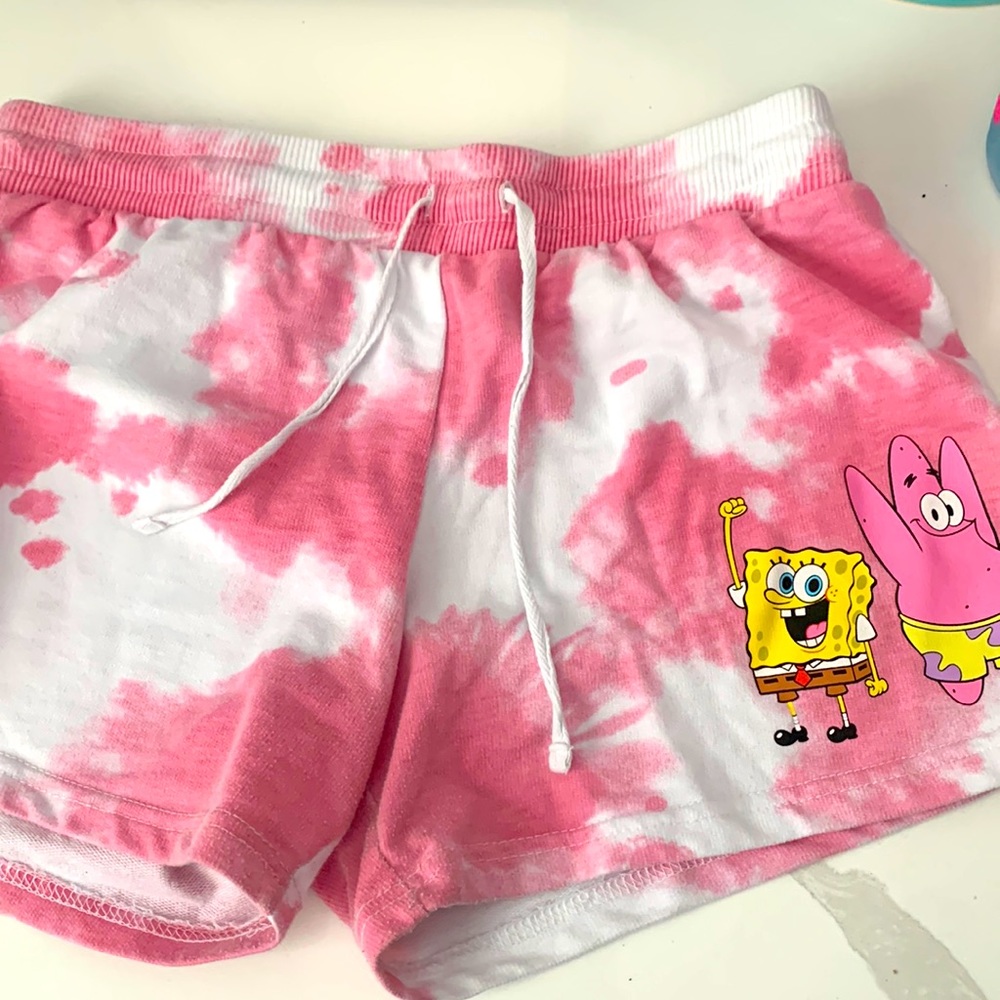 SpongeBob pink tie die shorts